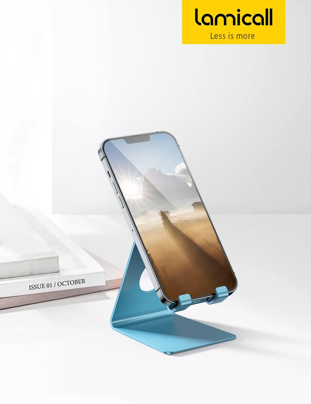 Lamicall Cell Phone Stand, Desk Phone Holder Cradle, Compatible for Phone 13 12 Mini 11 Pro Xs Max XR X 8 7 6 Plus SE, Smartphones Dock, Office Desktop Accessories - Blue - Image 6