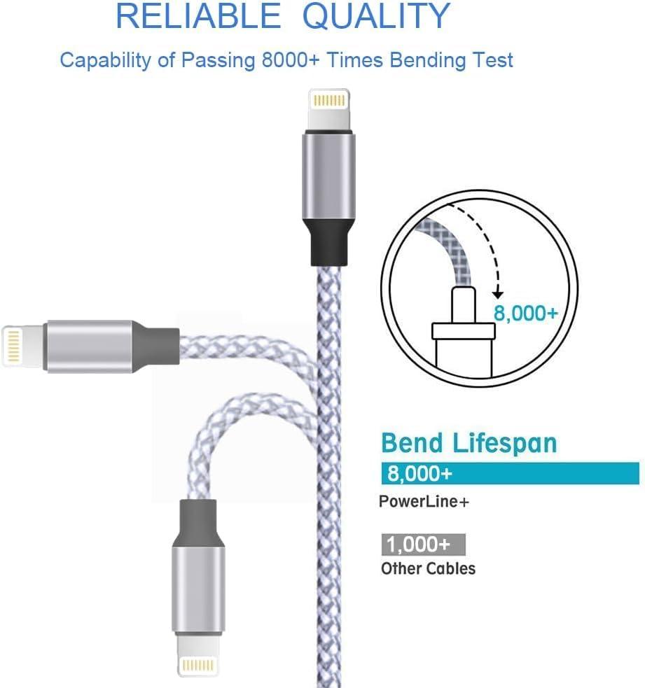 TAKAGI for iPhone Charger, [MFi Certified] Lightning Cable 3PACK 6FT Nylon Braided USB Charging Cable High Speed Transfer Cord Compatible with iPhone 14/13/12/11 Pro Max/XS MAX/XR/XS/X/8/iPad - Image 2
