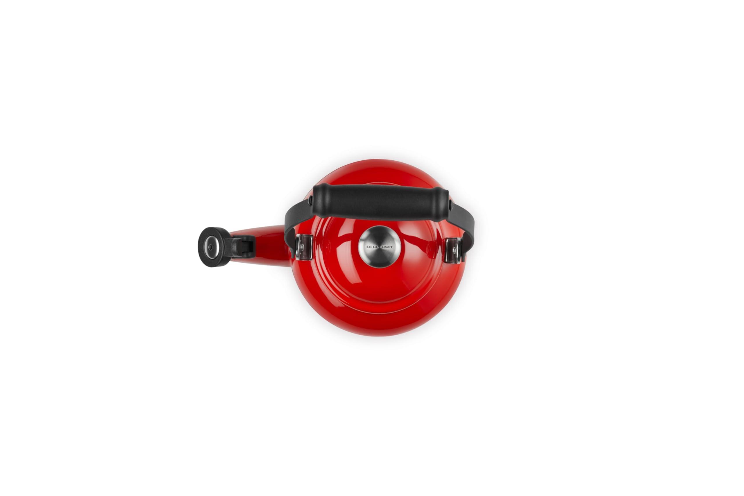 Le Creuset Enamel On Steel Demi Tea Kettle with Metal Finishes, 1.25 qt, Cerise - Image 4
