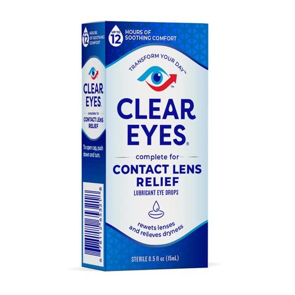 Clear Eyes Contact Lens Relief Soothing Eye Drops 0.50 oz (0.5 Fl Oz (Pack of 4)) - Image 7