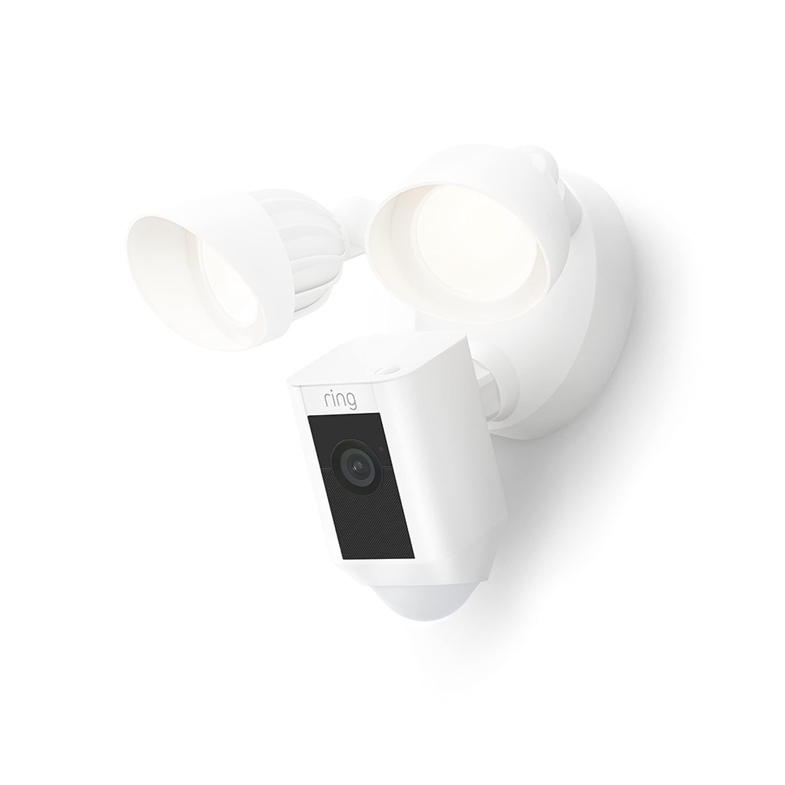 Ring Floodlight Cam Wired Plus (newest model), Home or business security, day or night in 1080p HD, White