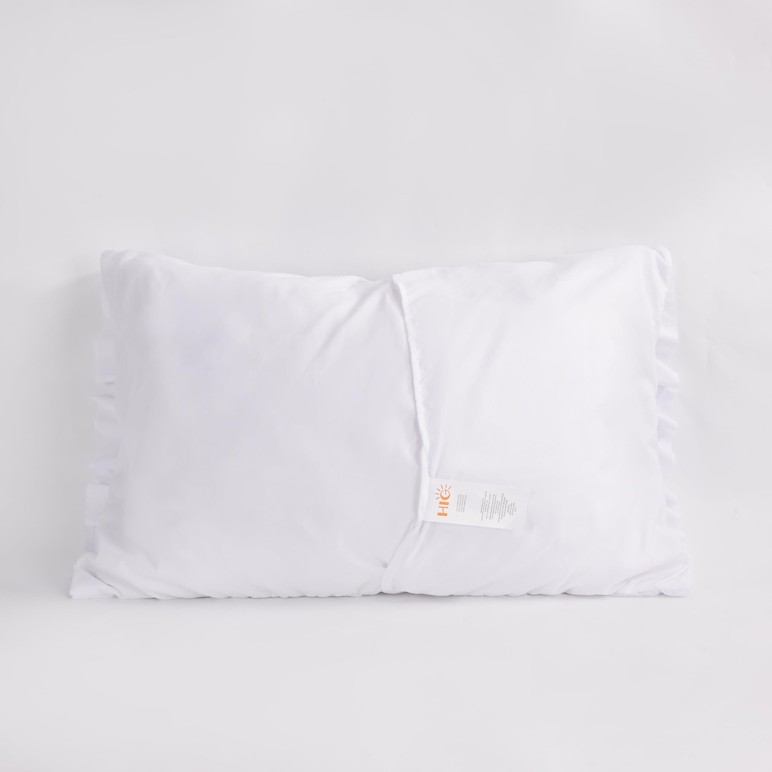HIG Pack of 2 Farmhouse Ruffle Pillow Shams, Standard Size White French Country Style Vintage Pillowcases with Handcraft Ruffle, Boho Frilly Pillow Shams for Bedroom, Microfiber, 20" X 26" (Emory) - Image 6