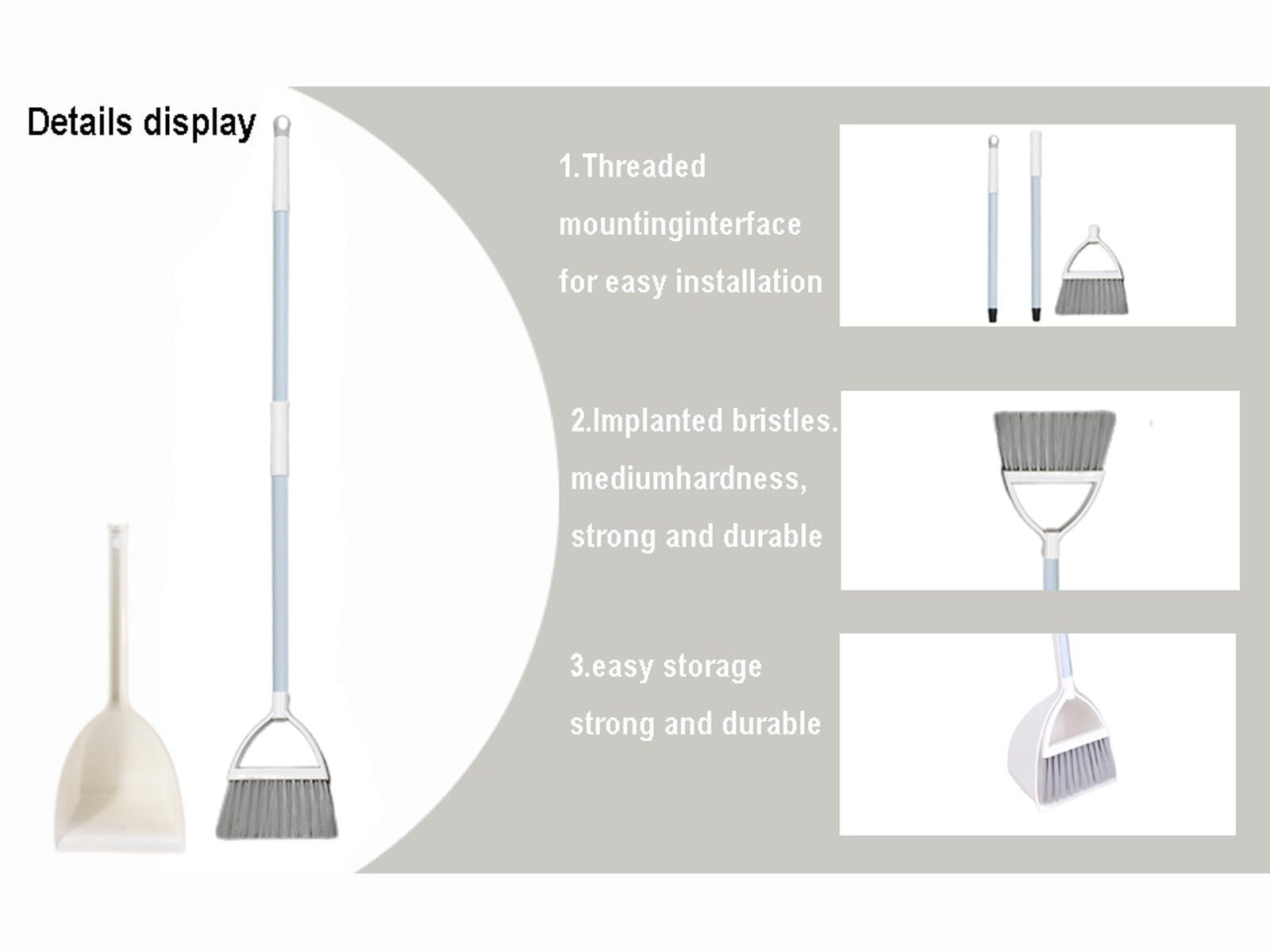 Xifando Mini Broom with Dustpan for Kids,Little Housekeeping Helper Set (White+Grey) - Image 5