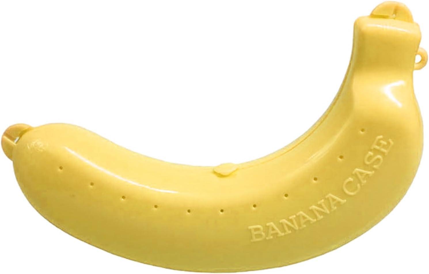 Jinshining Yellow Banana Protective Case Banana Protector Box Holder Banana Protector Flexible Plastic Fruit Banana Storage Case for Picnic and Travel Container Sets
