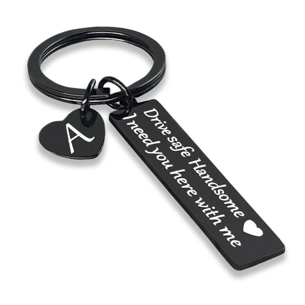 SSLBeryl Drive Safe Keychain for Him | I Need You Here With Me Keychain for Men Boyfriend Husband Anniversary Birthday Gifts