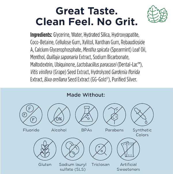 Designs for Health Periobiotic Silver Hydroxyapatite Toothpaste - Fluoride Free Toothpaste with Oral Probiotics with Whitening Hydroxyapatite - Supports Gum Health & Remineralization (4oz Mint) - Image 7