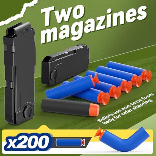 Toy Gun Automatic Sniper Rifle with Scope, Tactical Vest Kit, Toy Foam Blasters with 200 Soft Bullets, 2 Magazinine and Bipod, Electric Gun for Boys Age 8-12, Gifts for Birthday Christmas - Image 6