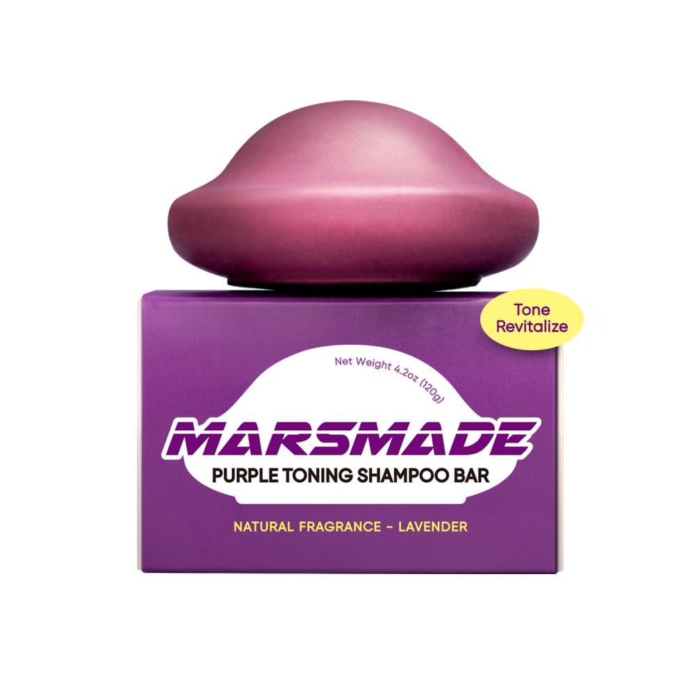 MARS MADE Purple Toning Shampoo Bar 2.0 - Hydrating & Moisturizing Natural Hair Soap Bar Shampoo for Hair Color & Scalp Nourishment - Bathing Soap Solid Shampoo for All Hair Types (120g, 4.23oz)