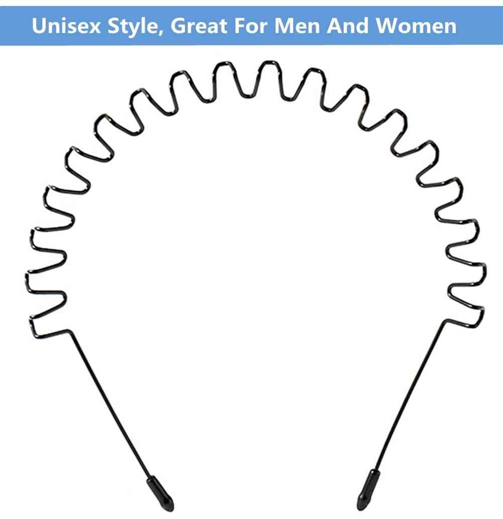bodbop Metal Hair Band for Men Headband Women Bands Unisex Black Wavy Spring Outdoor Sports Headbands Men's Hoop Clips Accessories Simple Elastic Non Slip Head Headwear - Image 8