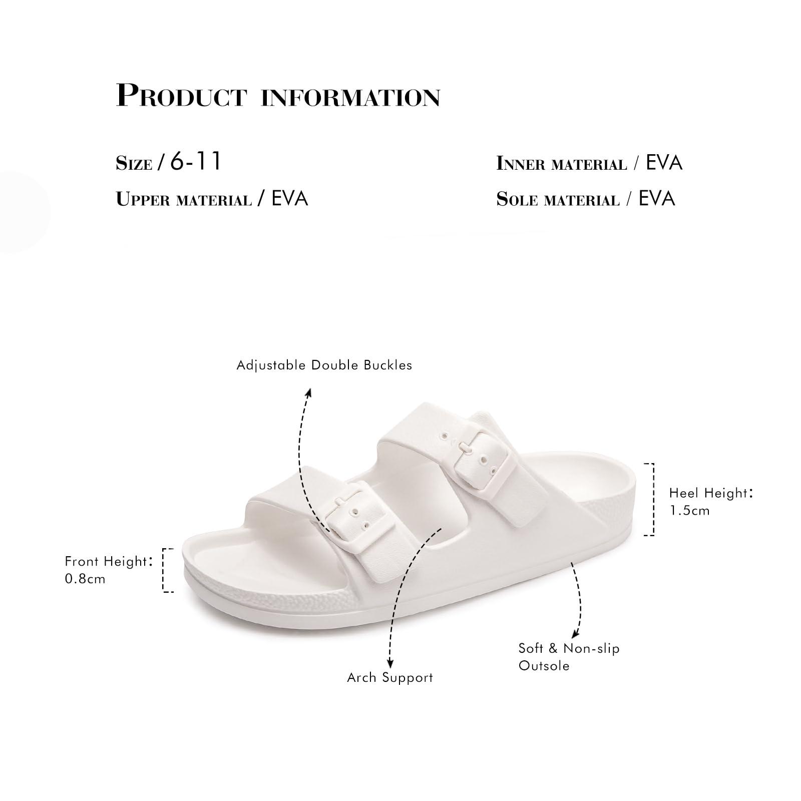 FUNKYMONKEY Women's Comfort Slides Double Buckle Adjustable Plastics Flat Sandals - Image 8