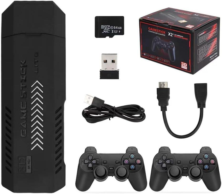 ZWXYVUT Retro Video Game Console-X2 Plus 4K Game Stick 3D HD Wireless Controller TV 50 Emulator(128G 41000+Games)