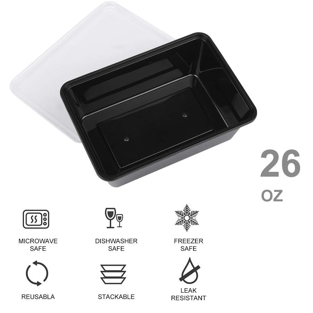 IUMÉ 50-Pack Meal Prep Containers, 26 OZ Microwavable Reusable Food Containers with Lids for Food Prepping, Disposable Lunch Boxes, Plastic Food Boxes- Stackable, Freezer Dishwasher Healthy - Image 4