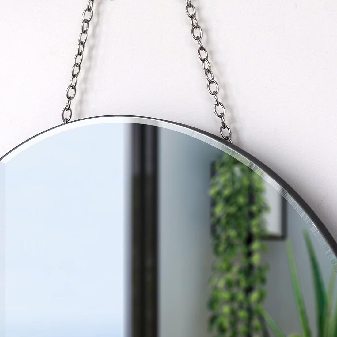 QMDECOR Round Silver Mirror with Iron Chain for Wall Decor Diameter Circle 11.5 inch Wall Hang Frame Less Mirror Small Handicraft Mirror - Image 6