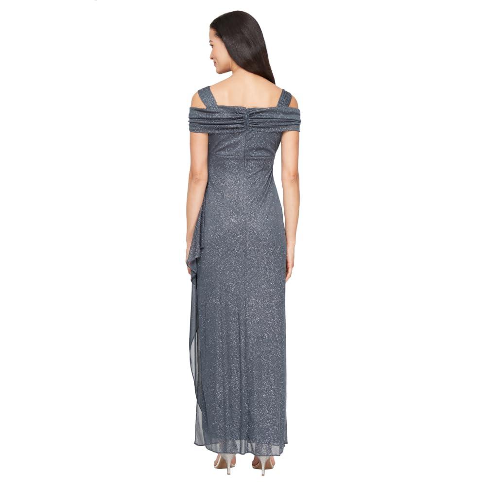 Alex Evenings Women's Long Cold Shoulder Dress, Mother of The Bride, Formal Events, (Petite and Regular Sizes) - Image 2