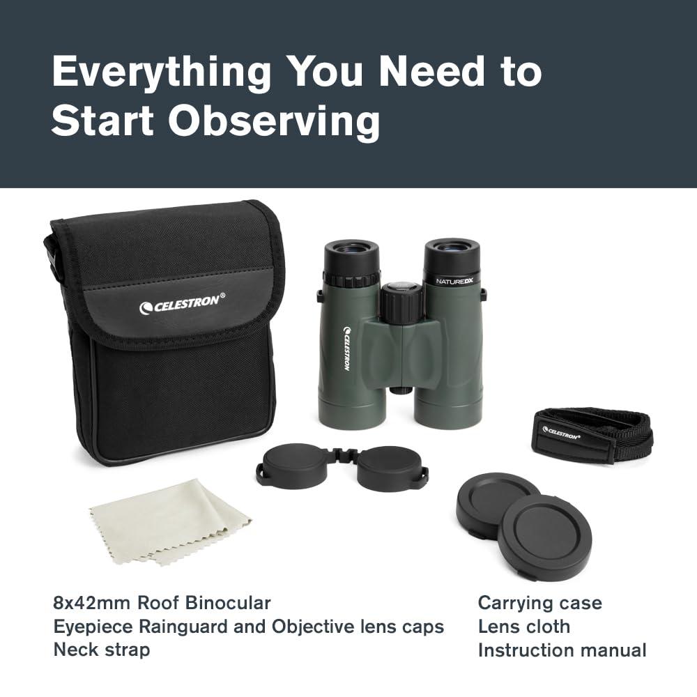 Celestron - Nature DX 8x42 Binoculars – Ideal for Birding and Outdoors – 42mm Objective Lenses – Wide 7.4° Field of View – BaK-4 Prisms – Fully Multi-Coated – Waterproof and Fogproof - Image 8