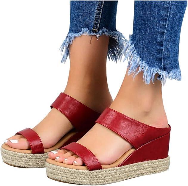 2025 Platform Sandals Women Fashion Wedges Sandals Casual Comfortable Mid Heels Open Toe Espadrilles Sandals Slip on Shoes Dressy Summer Flat - Image 5
