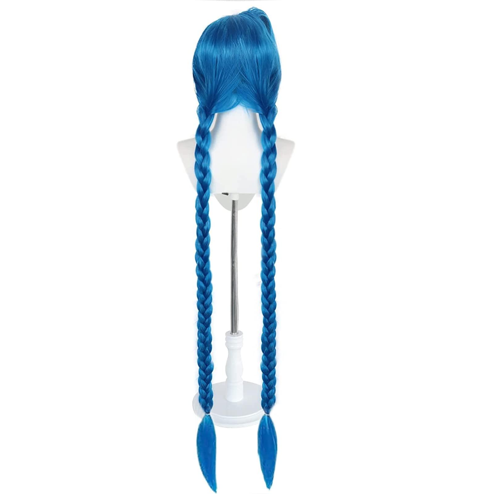 Ebingoo Blue Braided Cosplay Wig for Women + Wig Cap Long Straight Synthetic Costume Wig for Halloween Costume Anime Party - Image 4