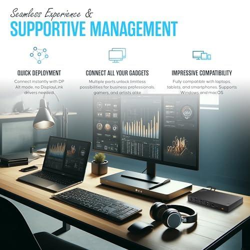 40AY0090US Lenovo Universal Thinkpad Dock USB Type-C Gen 2 with 4K - Lenovo Docking Station Dual Monitor with 90W,HDMI,DisplayPort & USB-C Cable - Thinkpad Docking Station (Renewed) - Image 5