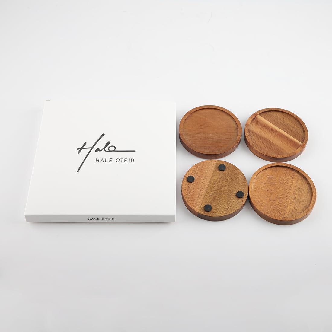 Wood Candle Holder Farmhouse Decor - HALE OTEIR Wooden Pillar Candles Tray for Pillar Floating Candles Set of 4 Round Wooden Plate Pedestal Stand for Coffee Table for Christmas Decor - Image 8