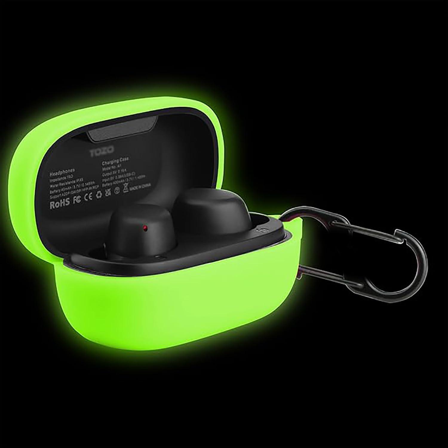 LEFXMOPHY Green Protective Case Replacement for TOZO A1 Mini Earbuds (Not Fit 2025 Version), Silicone Cover Glow in Dark