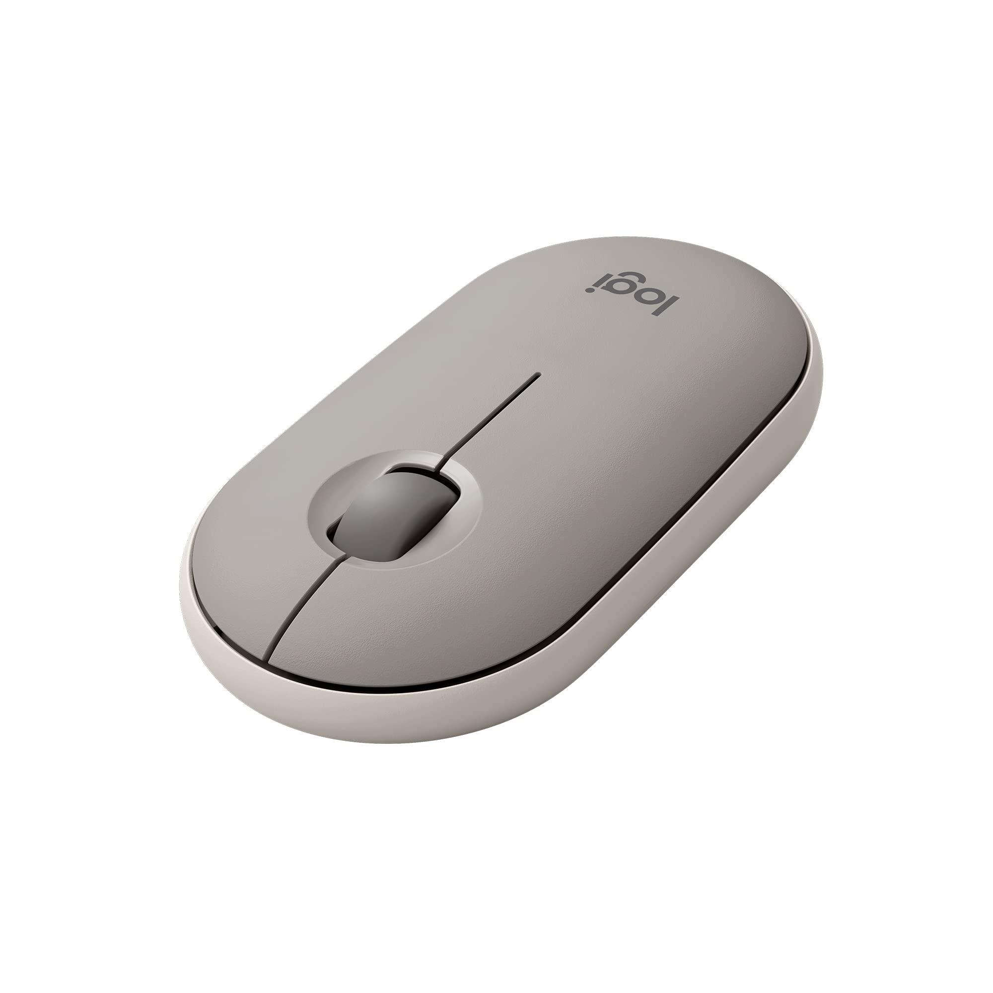 Logitech Pebble Wireless Mouse with Bluetooth or 2.4 GHz Receiver, Silent, Slim Computer Mouse with Quiet Clicks, for Laptop/Notebook/iPad/PC/Mac/Chromebook - Sand