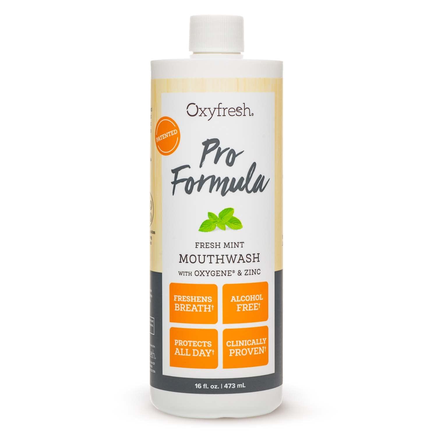 Oxyfresh Premium Pro Formula Fresh Mint Mouthwash – Patented Zinc Mouthrinse for All Day Fresh Breath & Healthy Gums – Refreshing & Alcohol Free Mouthwash | 16oz