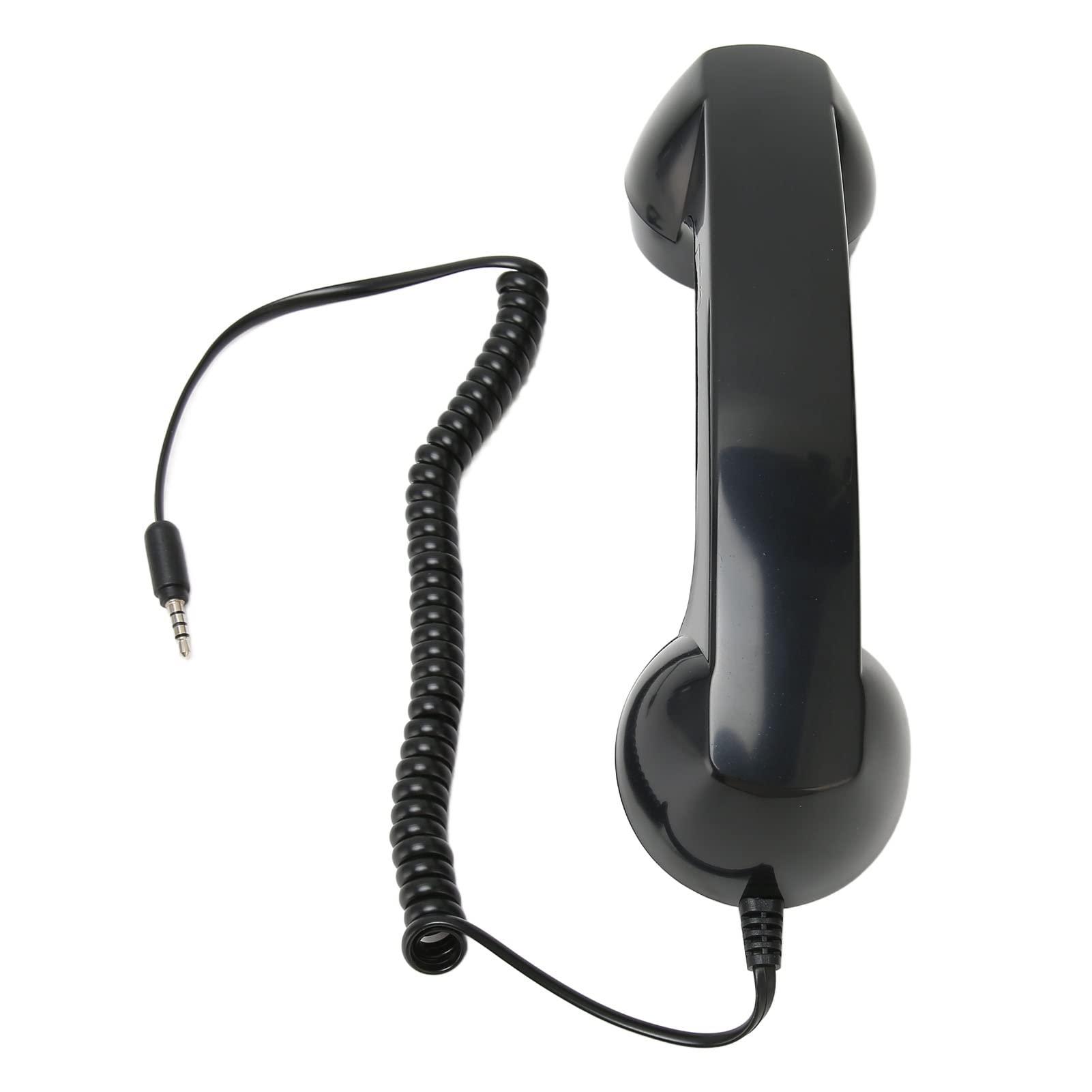 Retro Phone Handset, One Touch Answer, Radiation Proof 3.5mm Sound Plug with 1m Coiled Cord, Suitable for All Smartphones and Computers (Black) - Image 9