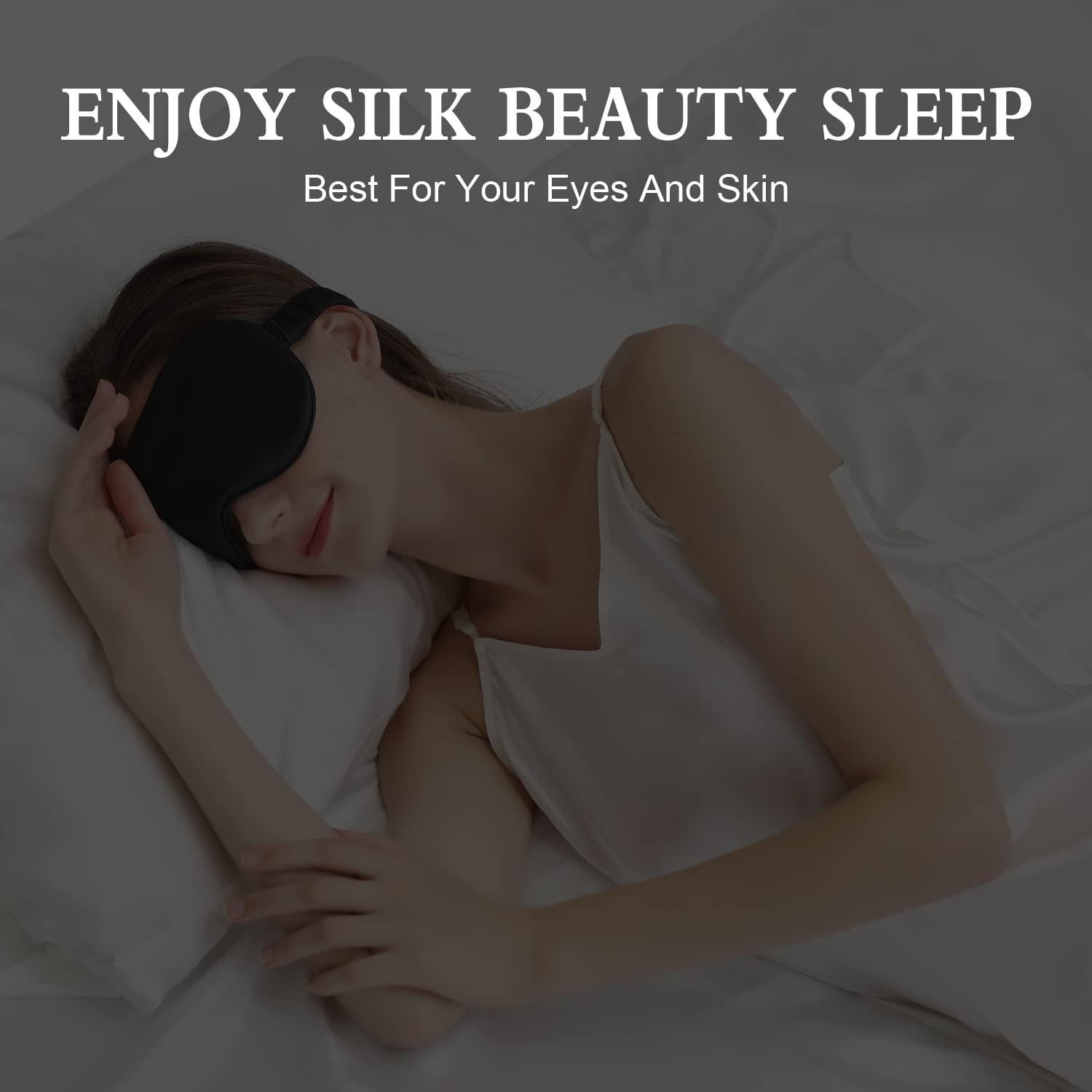 ZIMASILK Adjustable 22 Momme 100% Pure Mulberry Silk Sleep Mask, 3D Contoured Cup Eye Mask for Sleeping, Super Soft Breathable Blindfold, Perfect Blocks Light for Sleeping (Black) - Image 5