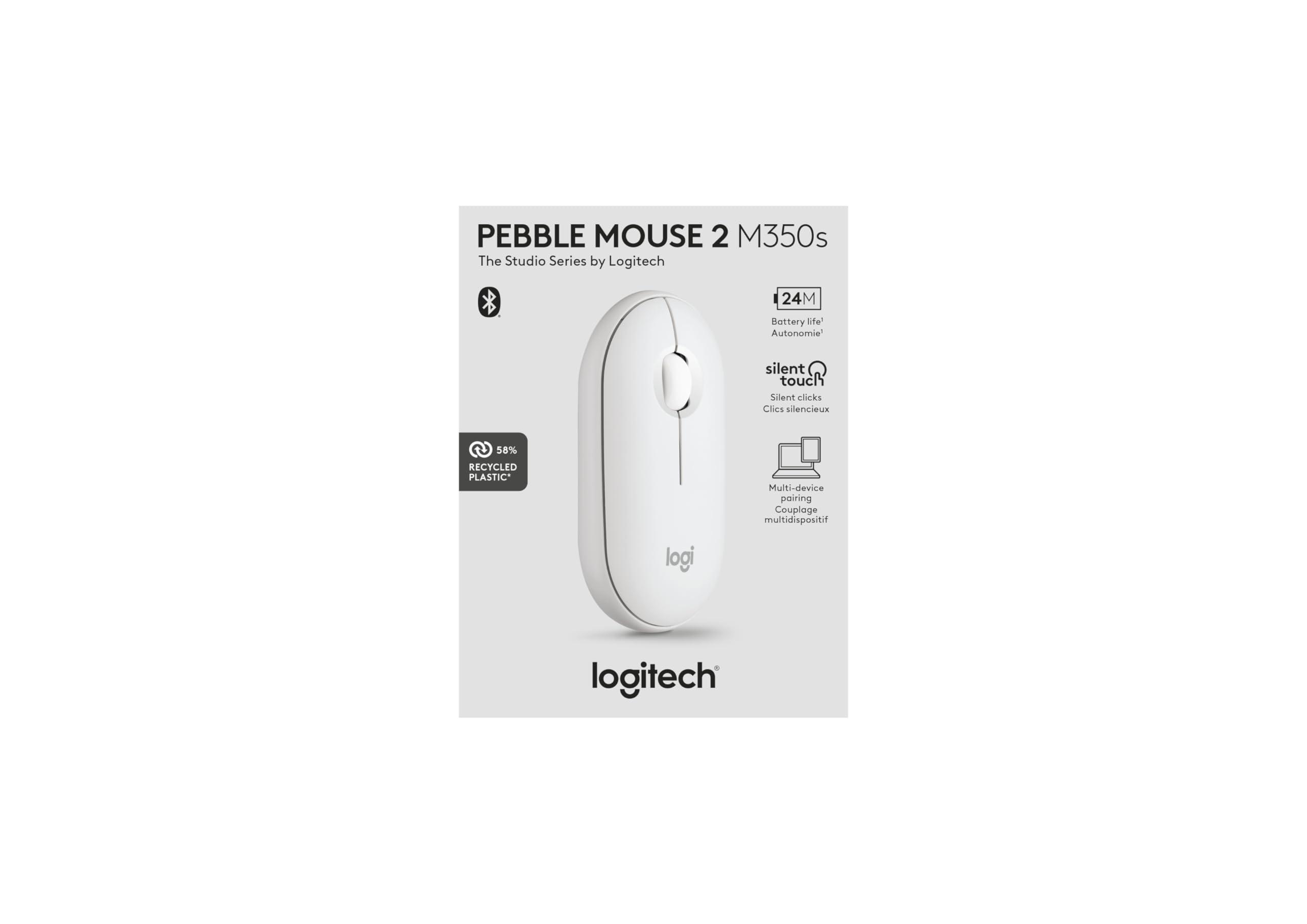 Logitech Pebble Mouse 2 M350s Slim Bluetooth Wireless Mouse, Portable, Lightweight, Customizable Button, Quiet Clicks, Easy-Switch for Windows, macOS, iPadOS, Android, Chrome OS - Tonal White - Image 11
