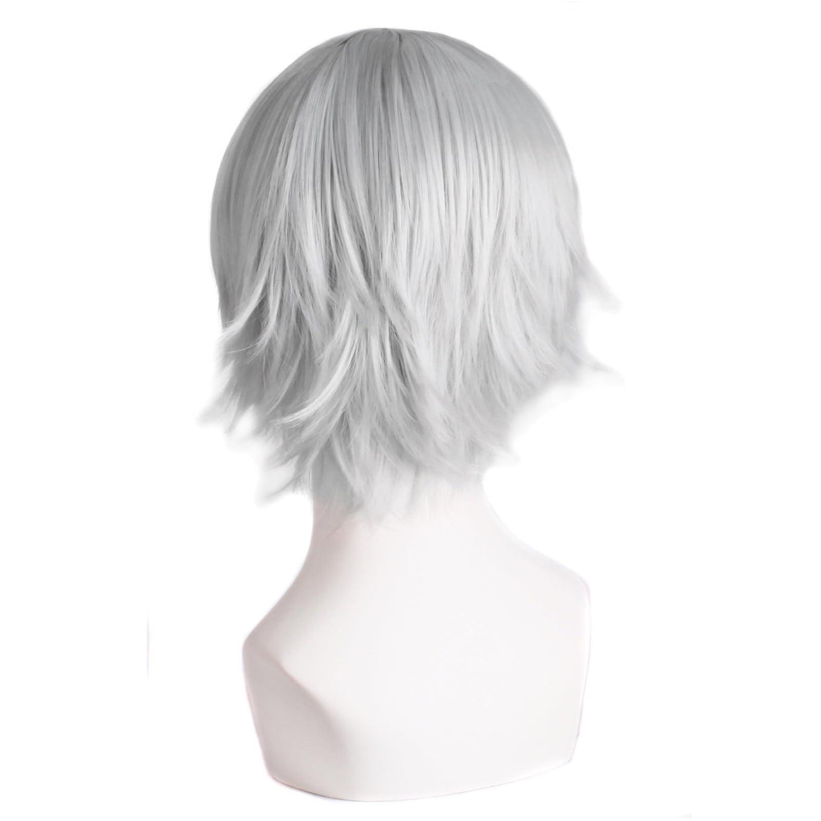 MapofBeauty Men's Short Straight Wig Cosplay Costume Wig (Silver Grey) - Image 2