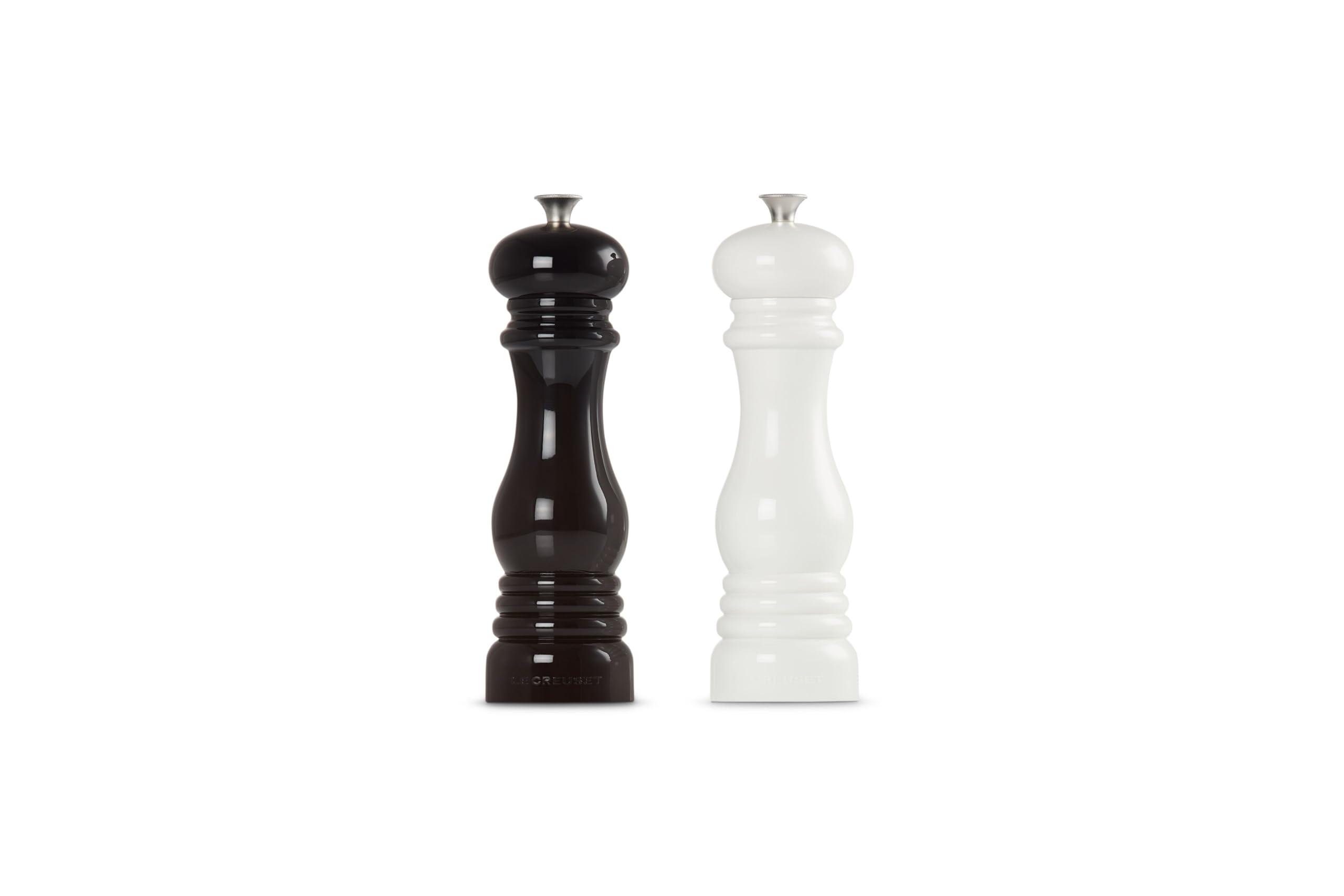 Le Creuset Salt and Pepper Mill Set, 8" x 2 1/2" each, Black & White - Image 5