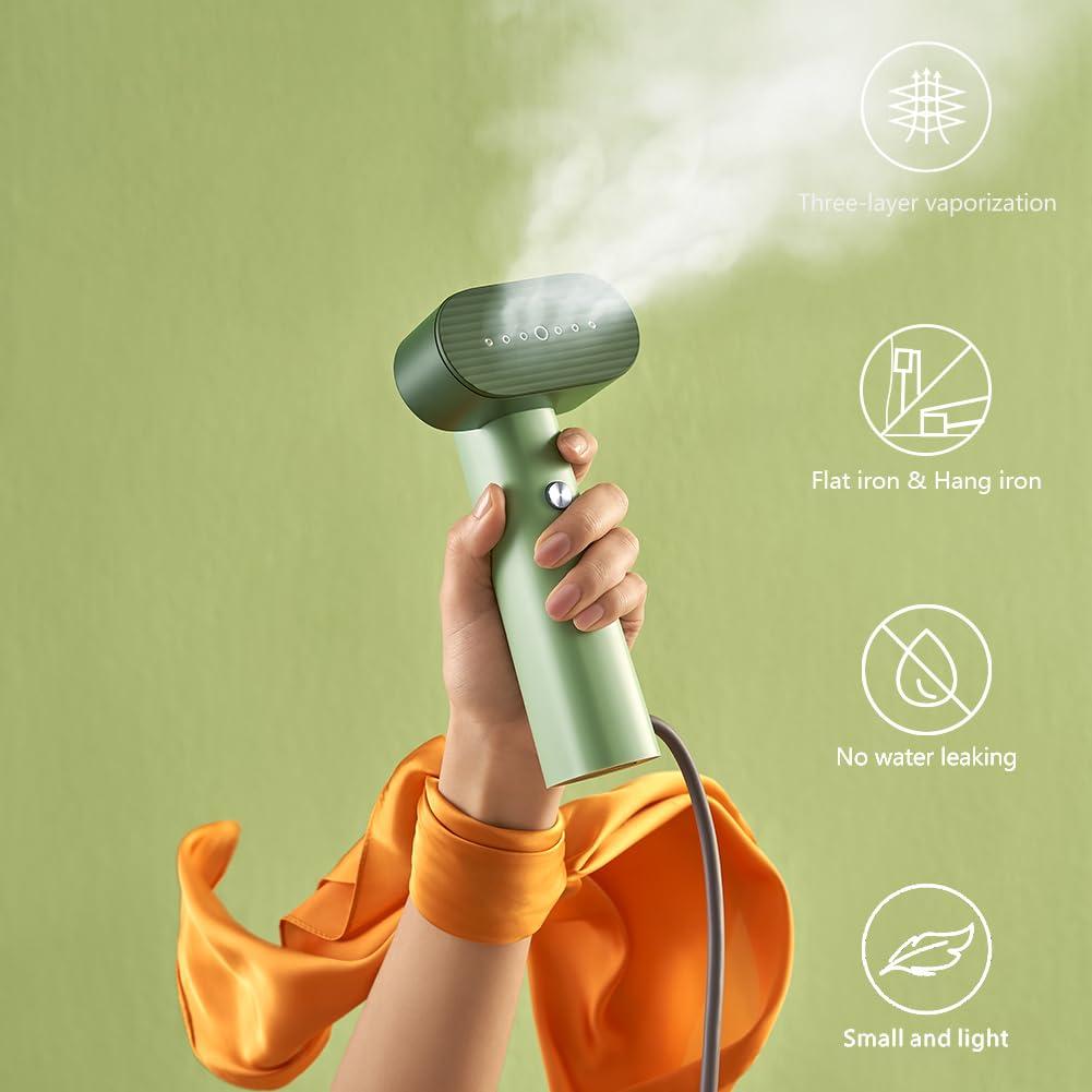 Nexdoo G6 Steamer for Clothes Portable 2-in-1 Travel Iron for Clothes, Just 0.7lbs Lightly, 10 Minutes of Continuous Steam, 900W Light Steamer for travel and home (green) - Image 3