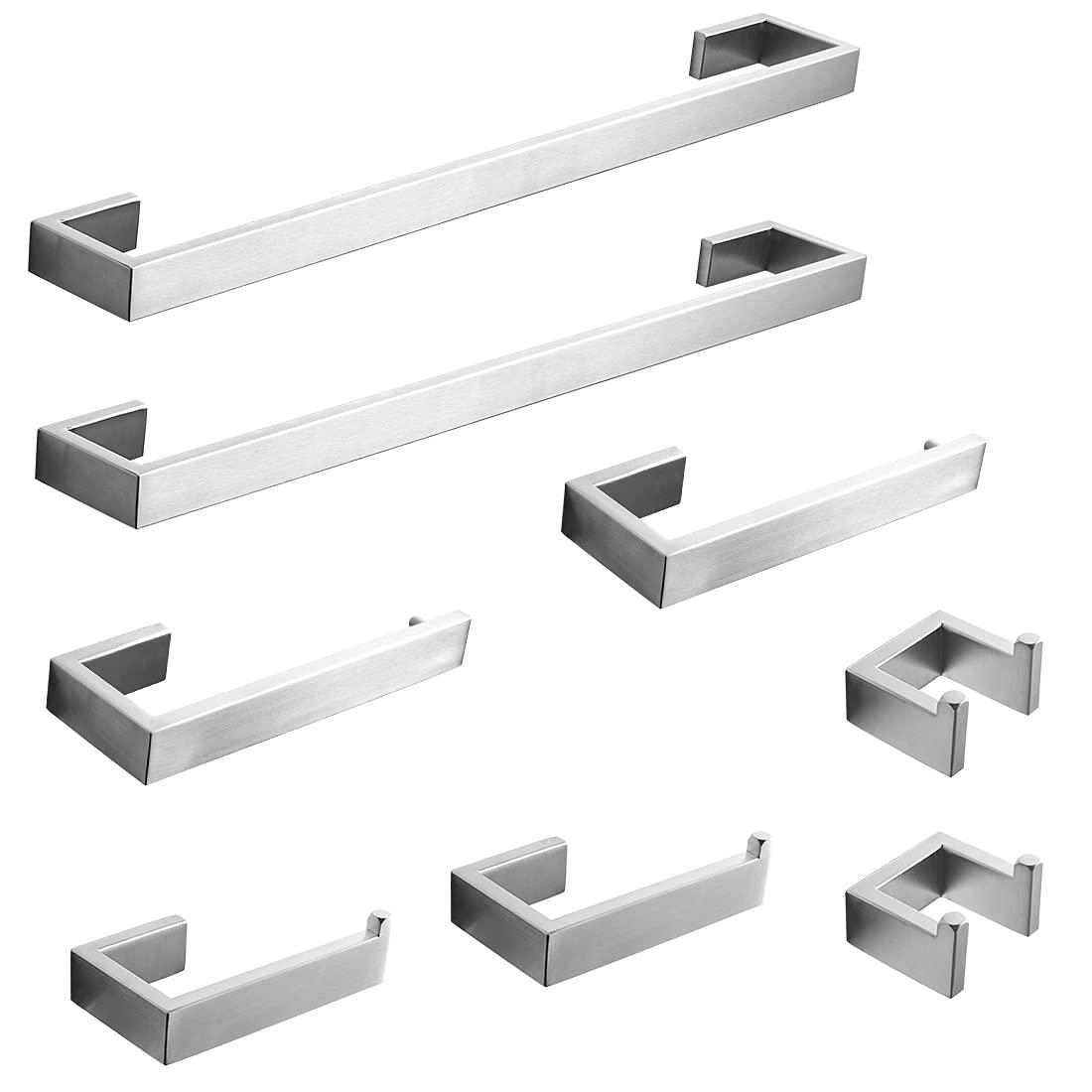 Fapully 8 Piece Bathroom Accessories Set Stainless Steel,Bathroom Hardware Set Brushed Nickel Wall Mounted