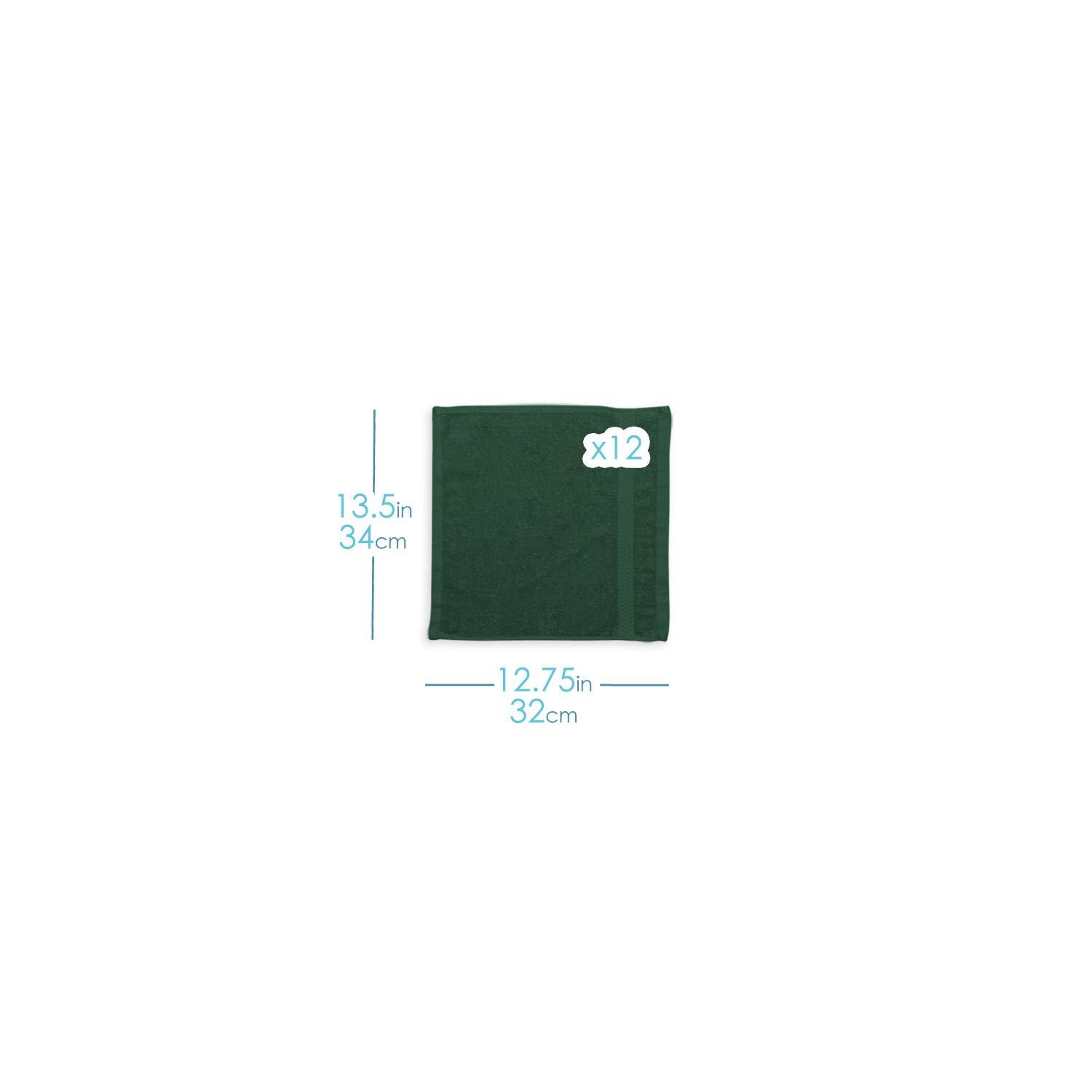 Hearth & Harbor Washcloths 12 Pack - 100% Cotton Washcloth for Body and face, High Absorbent and Soft 13"x13" Body Wash Cloth, Quick Dry - Hunter Green Washcloths - Image 3