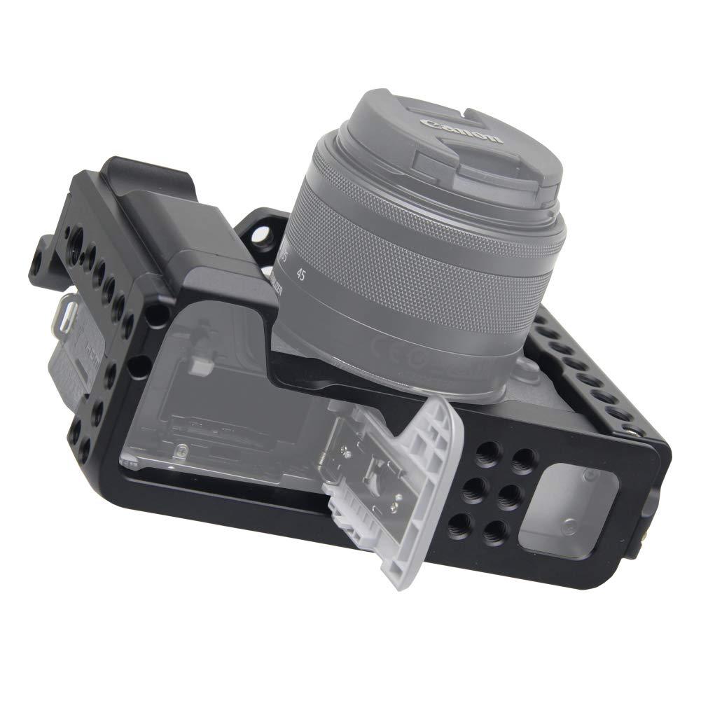 Easy Hood Camera Cage for Canon EOS M6 Mark II Mirrorless Digital Camera, Vlogging Video Shooting Filmmaking Rig Stabilizer with Cold Shoe 1/4" Thread Holes & 3/8" Locating Hole - Image 6