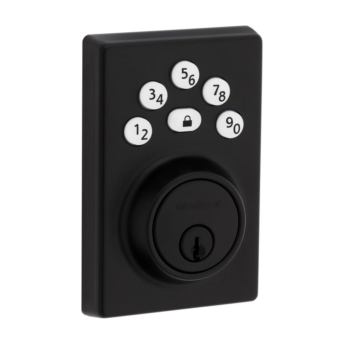 Kwikset 9240CNT-514 Contemporary Powerbolt Electronic SmartCode Deadbolt with RCAL Latch and RCS Strike Matte Black Finish
