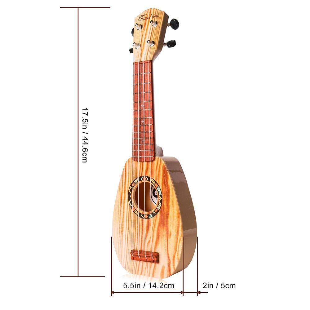 YOLOPARK 17" Kids Toy Guitar for Girls Boys, Mini Toddler Ukulele Guitar with 4 Strings Keep Tones Can Play for 3, 4, 5, 6 7 Year Old Kids Musical Instruments Educational Toys for Beginner (Wood) - Image 2