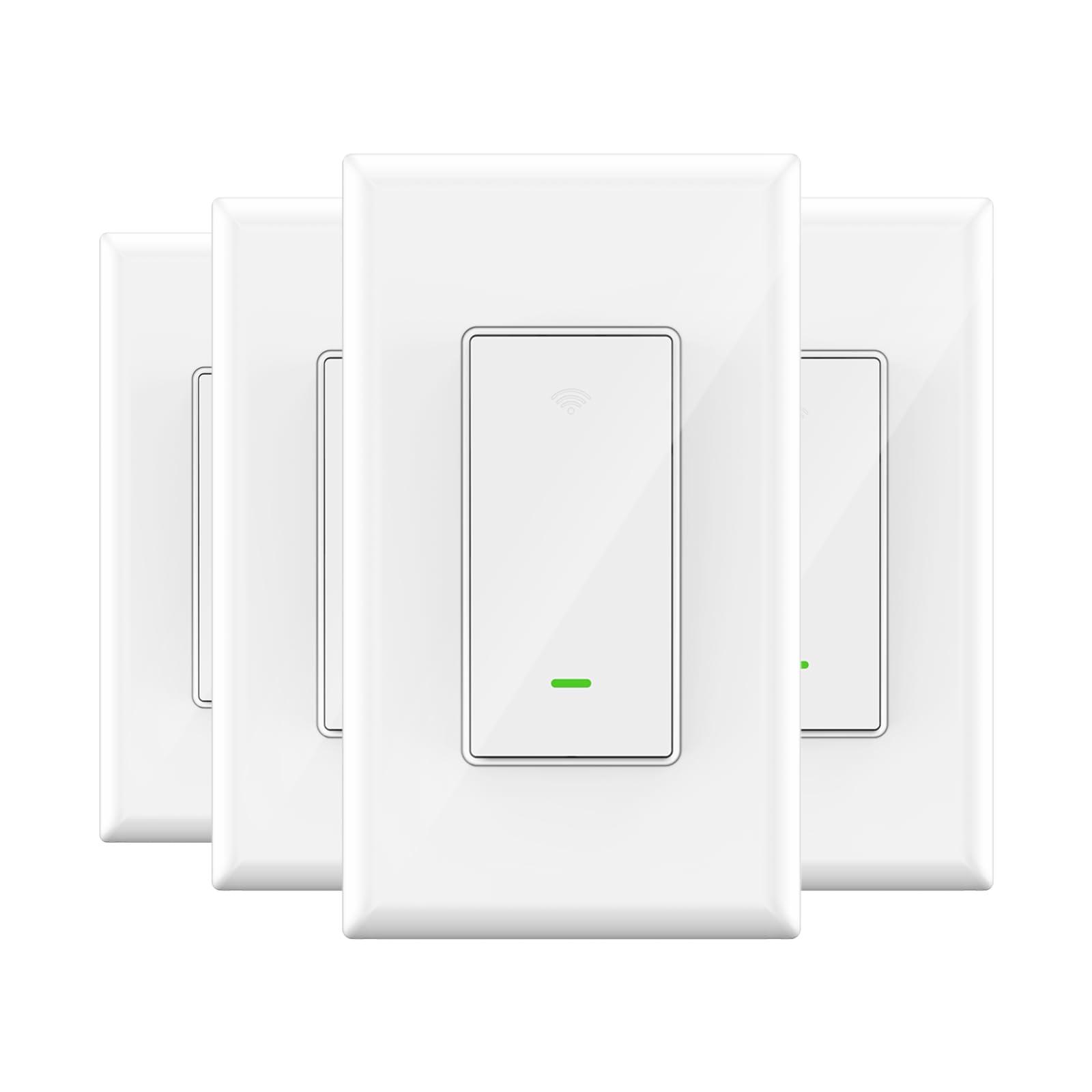 GHome Smart Switch, Smart Wi-Fi Light Switch Works with Alexa and Google Assistant 2.4Ghz, Single-Pole,Neutral Wire Required,UL Certified,Remote/Voice Control, No Hub Required (4 Pack) - Image 9