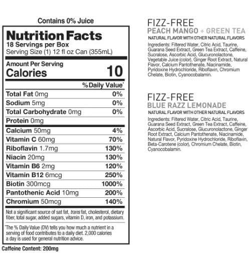 Celsius-Fizz Free Energy Drink, Variety Pack, 12 fl oz Cans, (6Pack) - Image 2