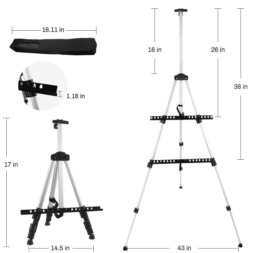 Art Easel Stand for Painting and Sign - RRFTOK Aluminum 66 Inch Metal Tripod Adjustable Portable Easels for Display - Canvas Stand for Table Top Floor Drawing for Artists Adult Holder or Teen - Image 3