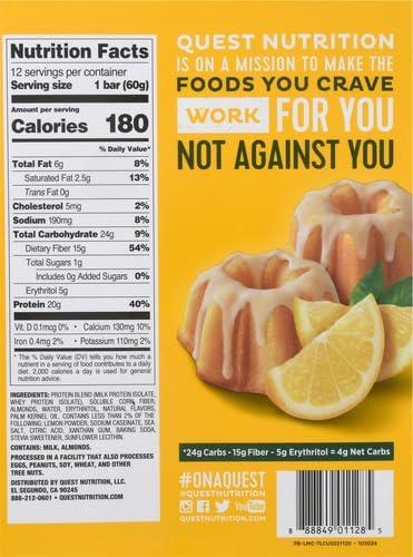 Quest Nutrition Lemon Cake Protein Bars, High Protein, Low Carb, Gluten Free, Keto Friendly, 12 Count (Pack of 1) - Image 6