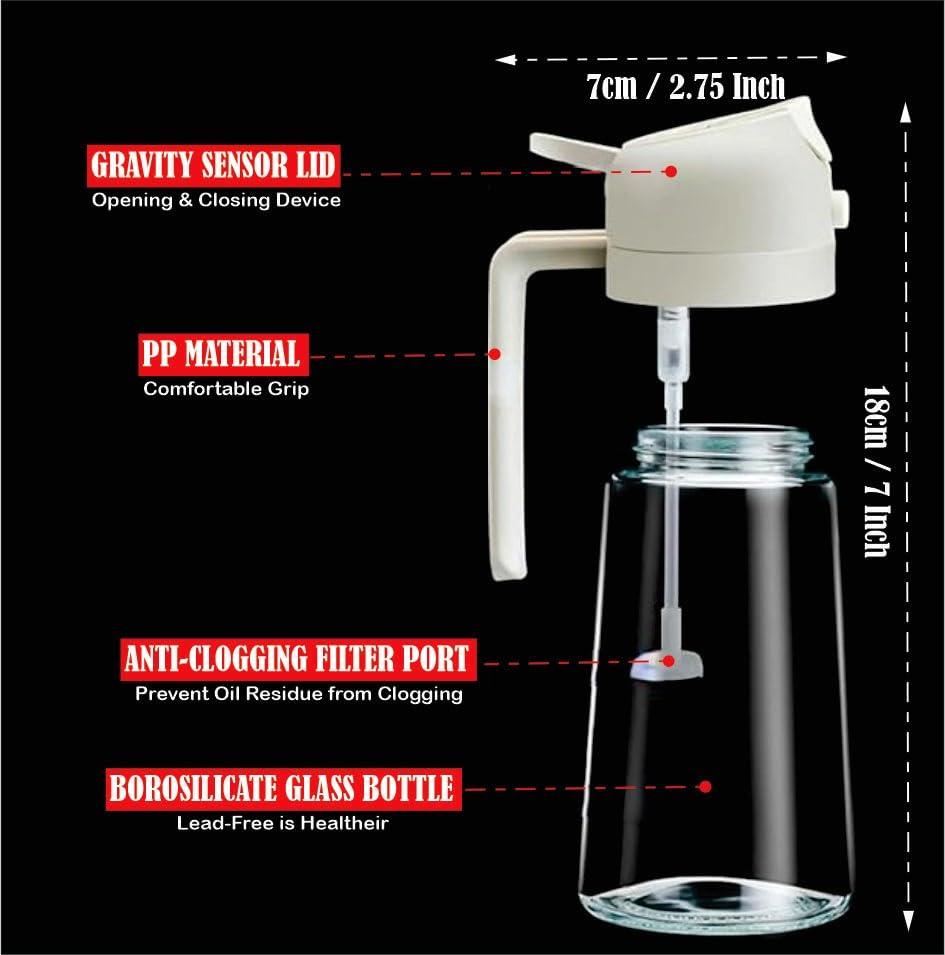 Kitchen Maiden 2-in-1 Olive Oil Sprayer and Dispenser – 16oz Glass Bottle for Cooking, Air Fryer, Salad, BBQ – Dual-Use Oil Mister & Pourer, Food-Grade, Leakproof Design - Image 2