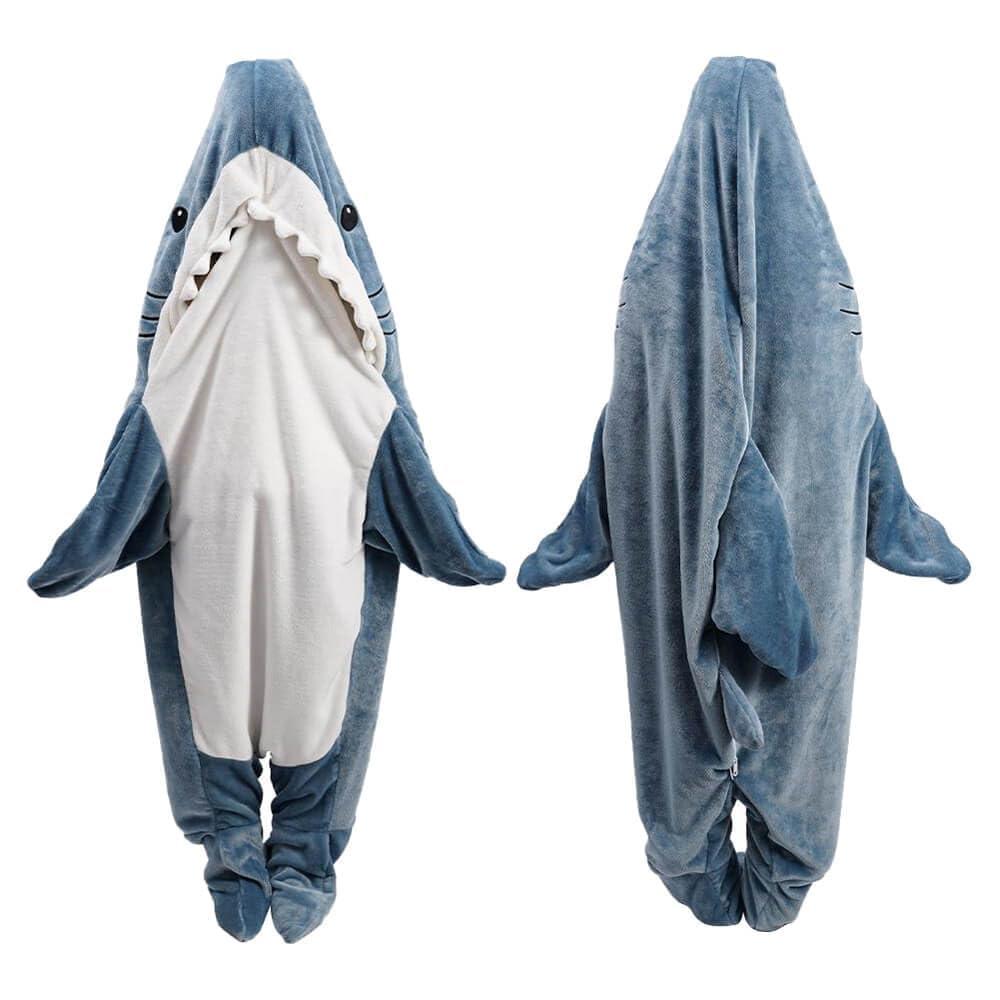 inkArts Shark Blanket Hoodie Onesie for Adult & Kid, Wearable Shark Sleeping Bag, Soft Cozy Onesie Costume
