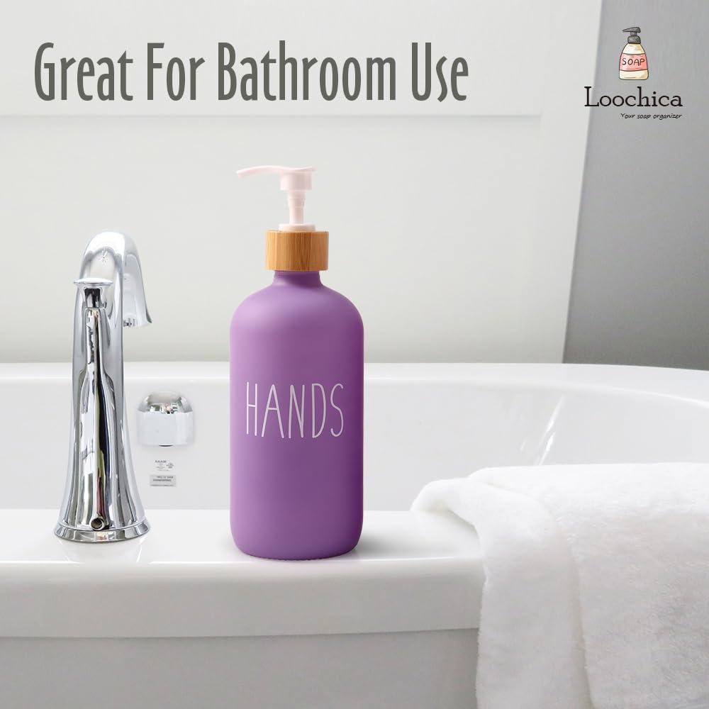 Loochica Lavender Glass Kitchen Soap Dispenser, Detergent Dispenser or Hands Soap Dispenser for Kitchen Sink, Pink Soap Dispenser, Modern Purple Decor Soap Pump for Kitchen Organization - Image 8