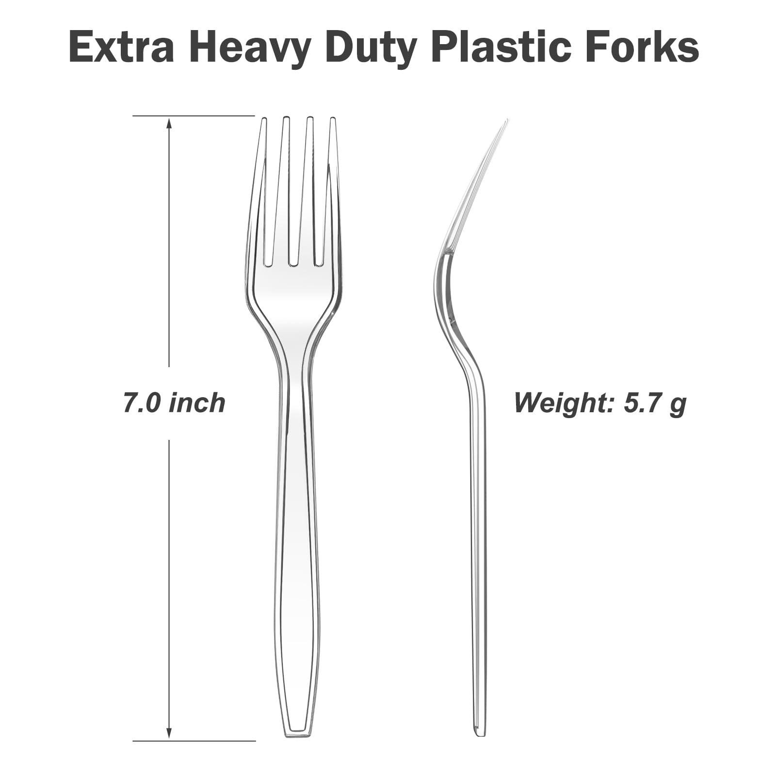 Dealusy 360 Count Extra Heavy Duty Clear Plastic Forks Disposable, BPA-Free, Heat Resistant, Solid and Durable Disposable Forks Bulk, Premium Plastic Forks heavy duty for Party Supply - Image 3