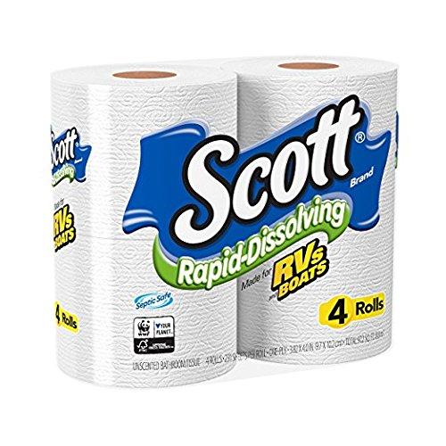 Scott Rapid-Dissolving Toilet Paper, Bath Tissue for RV & Boats , 4ct packs X 12= 48 rolls - Image 2