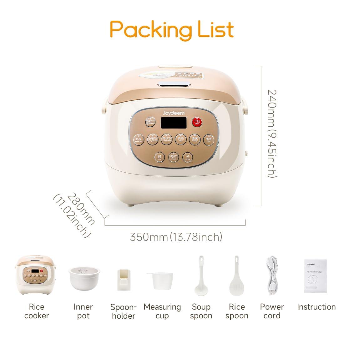 Joydeem Ceramic Rice Cooker, 6 Cups Uncooked Rice Cookers with Pure Ceramic Inner Pot, Healthy & PFOA Free, 3L, DFB-C300 - Image 2
