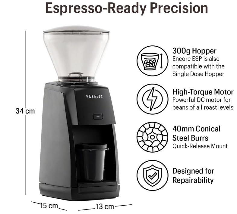 Breville Bambino Plus Espresso Machine Bundle w/ Baratza Encore ESP Espresso Grinder | Black | BEP501BTR1BNA1 - Image 3