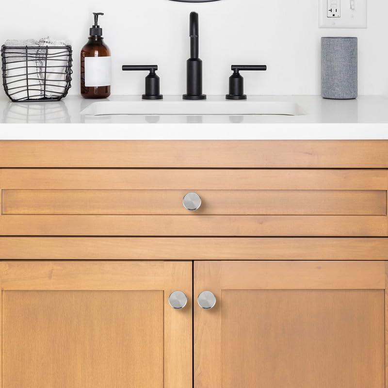 JOY DECOR 25 Pack Stainless Steel Kitchen Cabinet Hardware Knobs Round Solid Knurled Handles Single Hole Drawer Knobs for Cabinet Furniture Brushed Nickel Dresser Pulls - Image 5