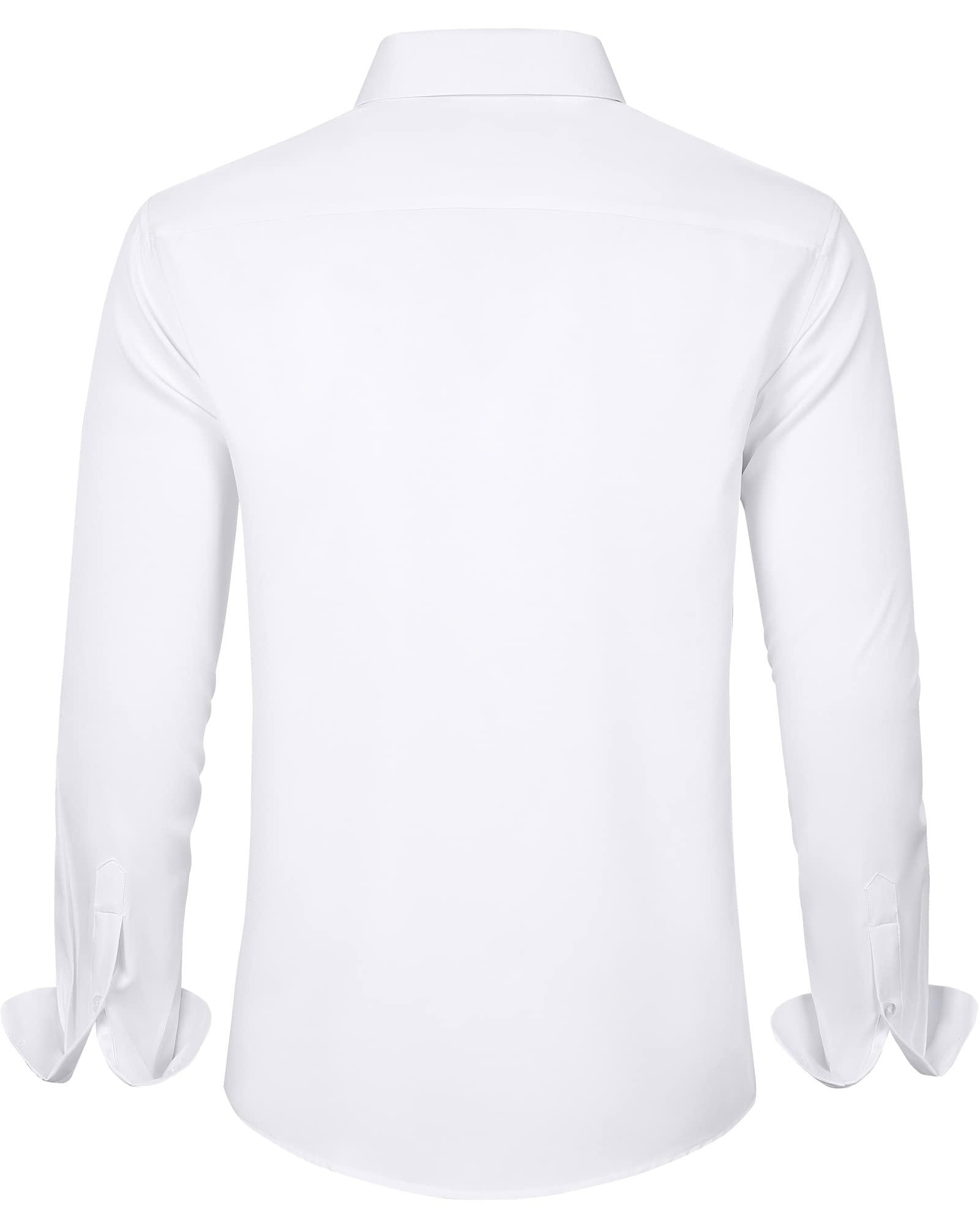 J.VER Men's Dress Shirts Solid Long Sleeve Stretch Wrinkle-Free Formal Shirt Business Casual Button Down Shirts - Image 2